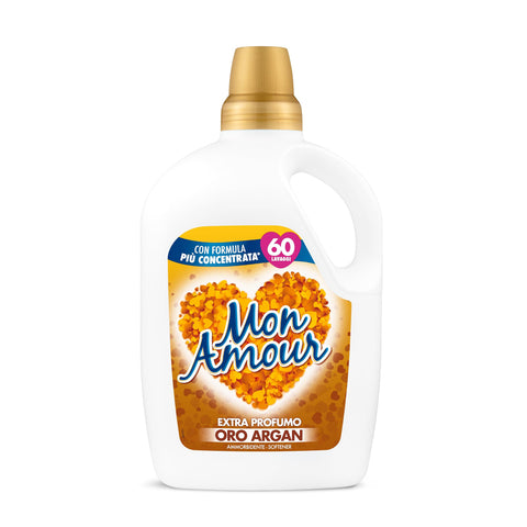 Mon Amour Felce Azzurra Weichspüler Gold Argan, 60 Waschgänge, 3000 ml Flüssiger Weichspüler italienisch Original