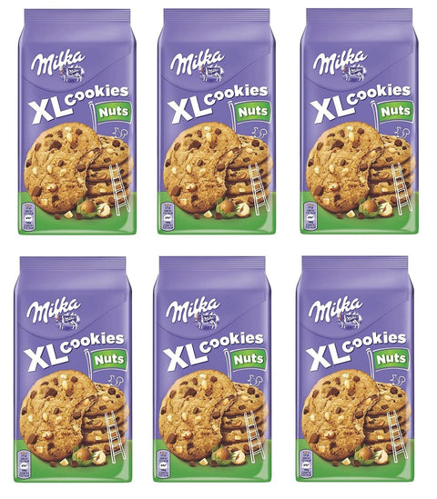 Mondelez International Milka Kekse XL Nuts mit Schokolade und Haselnusstropfen cookies Biscuits 6x 184g italienisch Original