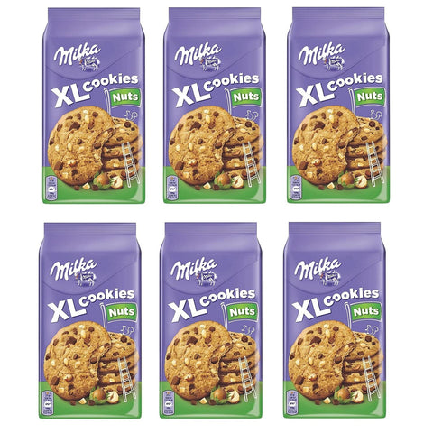 Mondelez International Milka Kekse XL Nuts mit Schokolade und Haselnusstropfen cookies Biscuits 6x 184g italienisch Original