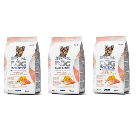 Monge 3X Special Dog Excellence Italian Superpremium Mini Adult Salmone,Riso e Agrumi Lachs, Reis und Zitrus 800 g italienisch Original