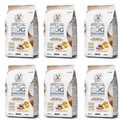 Monge 6X Special Dog Excellence Italian Superpremium Mini Adult Monoprotein Agnello Con Riso Patate e Agrumi Lamm 800g italienisch Original