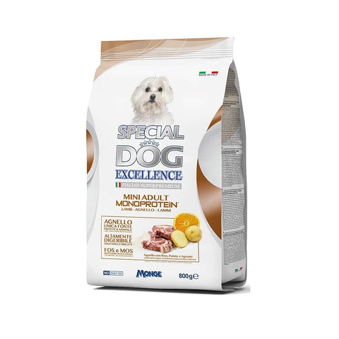 Monge Trockenfutter Monge Special Dog Excellence Italian Superpremium Mini Adult Monoprotein Agnello Con Riso, Patate e Agrumi Lamm mit Reis, Kartoffeln und Zitrus 800 g 8009470059886