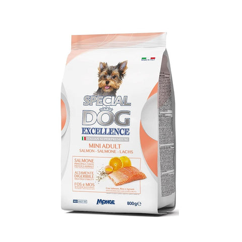 Monge Trockenfutter Monge Special Dog Excellence Italian Superpremium Mini Adult Salmone,Riso e Agrumi Lachs, Reis und Zitrus 800g 8009470059893
