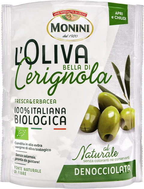 Monini L'Oliva Bella Di Cerignola narbig grün 100 % natürlich organisch 150 Gramm 6x italienisch Original