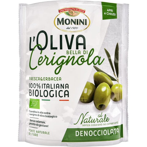 Monini Knabberartikel Monini L'Oliva Bella Di Cerignola narbig grün 100 % natürlich organisch 150 Gramm 6x italienisch Original 8005510010053