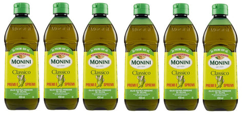 Monini Oliven 6x Monini Classico Premi e Spremi Olio Extra Vergine di Oliva Squeeze Natives Olivenöl Extra PET 450ml 8005510007442