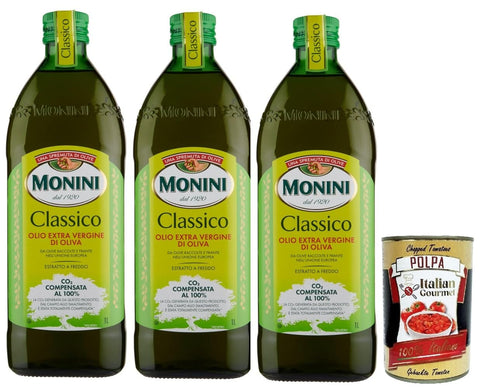 Monini Classico Olio Extra Vergine di Oliva, Extra Natives Olivenöl, Hochwertiges natives Olivenöl extra, das durch mechanische Verfahren aus Oliven gewonnen wird, 3x 1 L italienisch Original