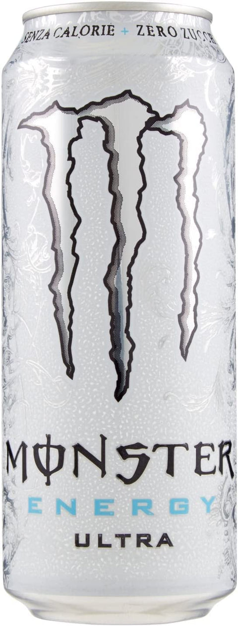 Monster Energy Ultra Zero Zuccheri Zero Calorie Energiegetränk ohne zucker null Kalorien Leichter Geschmack, nicht zu süß, prickelnd und zitrisch 500 ml Getränk Erfrischungsgetränk Sportgetränk italienisch Original