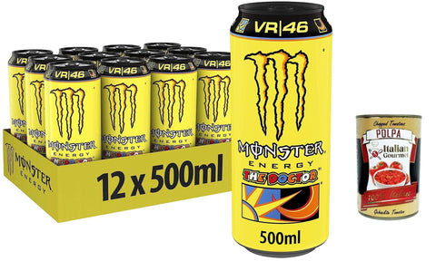 Monster Energy Drinks 48x Monster Energy The Doctor - koffeinhaltiger Energy Drink mit prickelndem Zitronen-Geschmack 500ml + Italian Gourmet polpa 400g 5060335632685