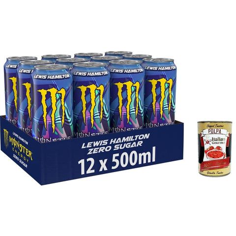 Monster Energy Drinks Monster Energy Lewis Hamilton Zero - koffeinhaltiger Energy Drink mit erfrischendem Pfirsich-Nektarinen Geschmack - ohne Zucker und ohne Kalorien 500 ml 48x 5060896625492