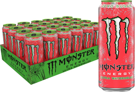 Monster Energy Ultra Watermelon zuckerfreier Energydrink, 473 ml, 24 Stück Energy Drinks italienisch Original
