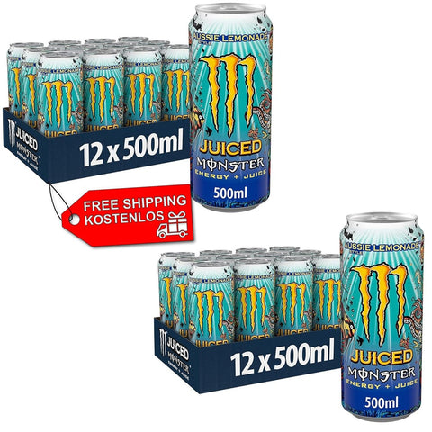 Monster Energy Energy Drink 24x Monster Energy Drink Monster Juice Aussie Style Lemonade 500ml 5061013942065