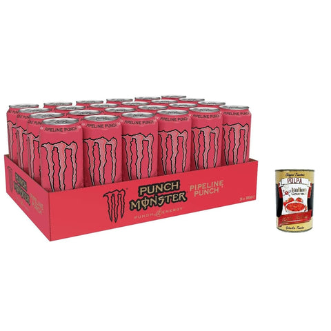 Monster Energy Energy Drinks Monster Energy Pipeline Punch - koffeinhaltiger Energy Drink mit erfrischendem Punsch-Geschmack aus Maracuja, Orange und Guave - in praktischen Dosen (24 x 500 ml) Original italienisch inkl. Italian Gourmet Polpa 400g 8032804040014