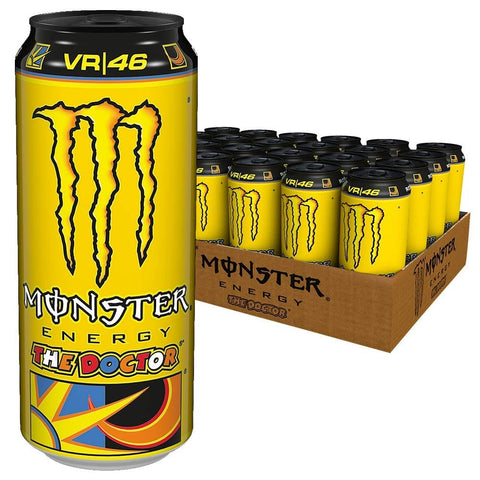 Monster Energy The Doctor Valentino Rossi Edition mit prickelndem Zitrusgeschmack, Energiegetränk Palette, Einweg Dose (24er Pack) 500 ml Original italienisch