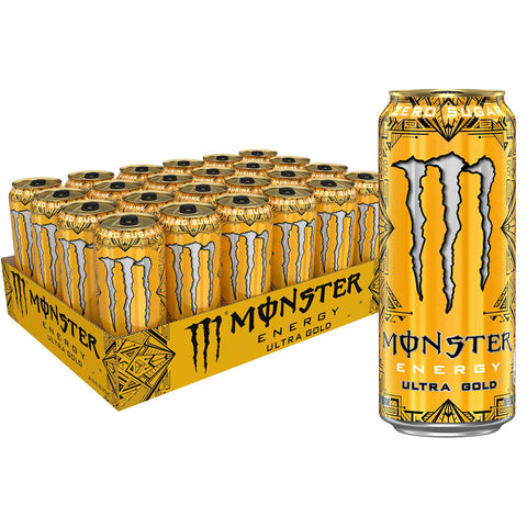 Monster Energy Ultra Gold zuckerfreier Energydrink, 473 ml, 24 Stück Energy Drinks italienisch Original
