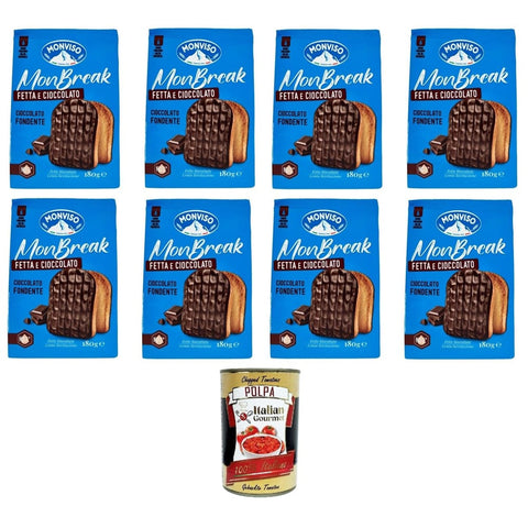 Monviso Brot & Backwaren Monviso monbreak cioccolato fondente dunkle Schokolade 8x180gr Original italienisch inkl. Italian Gourmet Polpa 400g 8032804040014