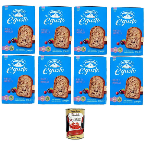 Monviso Fette Brot & Backwaren Monviso Fette Biscottate con Ribes e Mirtilli Zwieback mit Johannisbeeren und Blaubeeren 8x200 g italienisch Original Kekse + kostenlos polpa 400 g 8032804040014