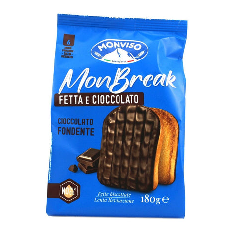Monviso Kekse MHD 30/04/2025 Monviso Monbreak cioccolato fondente Kekse mit dunkler Schokoladenüberzug 2x 180gr 8007770990182