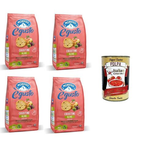 Monviso Knäckebrot Monviso égusto Crustini alle Olive Crustini mit Oliven 4x 120 gr Knäckebrot italienisch Original 8032804040014