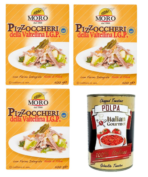 Moro Dal 1868 Pizzoccheri della Valtellina I.G.P. Mit Vollkornmehl, Ballaststoffquelle 3x 500 gr italienisch Original