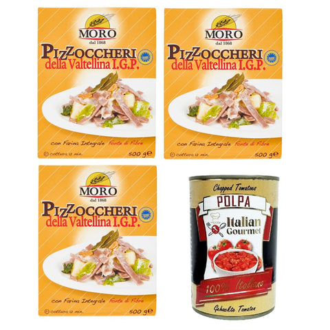 Moro Dal 1868 Pizzoccheri della Valtellina I.G.P. Mit Vollkornmehl, Ballaststoffquelle 3x 500 gr italienisch Original