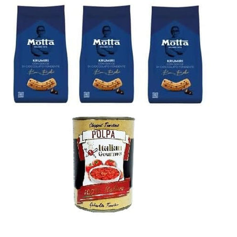 Motta Brot & Backwaren Motta KRUMIRI Con Gocce di Cioccolato Fondente KRUMIRI mit dunklen Schokoladenstückchen 3x 290gr Original italienisch inkl. Italian Gourmet Polpa 400g 8034097877155