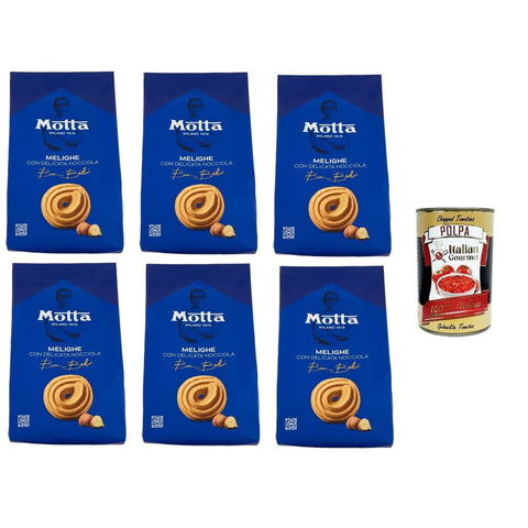 Motta Brot & Backwaren Motta Melighe Con Delicata Nocciola Melinghe mit zarter Haselnuss 6x290gr Original italienisch inkl. Italian Gourmet Polpa 400g 8032804040014