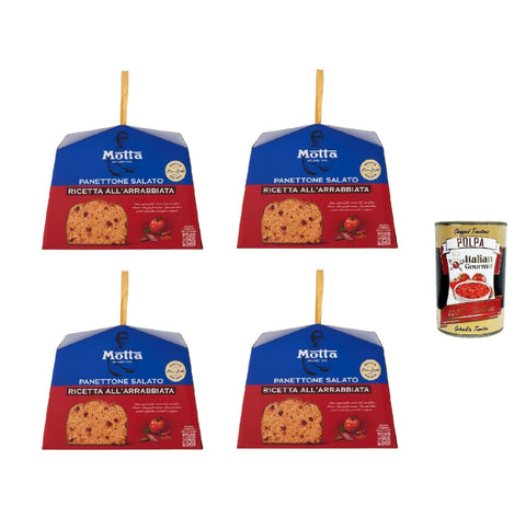 Motta Kategorien 4x Motta Panettone Salato all’Arrabbiata 450g – Mit getrockneten Tomaten, Paprika & Oregano – Rezept von Sternekoch Bruno Barbieri – Herzhafte italienische Spezialität+ Italian Gourmet polpa 400g