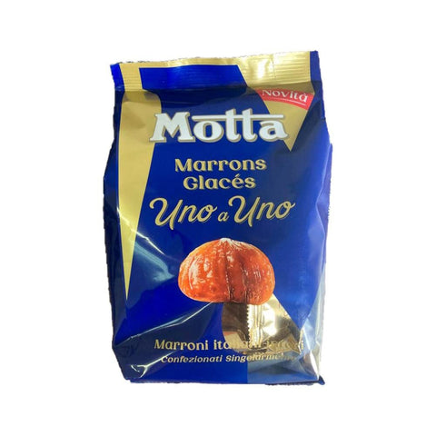 Motta Marrons Glacés Uno a Uno interi Kastanien Süßlich Ganze Kastanien einzeln ausgewählt Beutel 130g italienisch Original