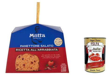 Motta Kategorien Motta Panettone Salato all’Arrabbiata 450g – Mit getrockneten Tomaten, Paprika & Oregano – Rezept von Sternekoch Bruno Barbieri – Herzhafte italienische Spezialität+ Italian Gourmet polpa 400g
