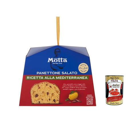 Motta Kategorien Motta Panettone Salato Mediterran 450g – Mit kandierter sizilianischer Zitrone, Tomaten, Fenchelsamen & Oregano – Rezept von Sternekoch Bruno Barbieri–Italienische Delikatesse + Italian Polpa 400gr