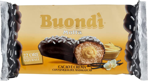 Motta Buondì Cacao e Crema con Vaniglia del Madagascar Backwaren mit Sahne und Kakao Abdeckung Kuchen süßer Snack 276 g italienisch Original