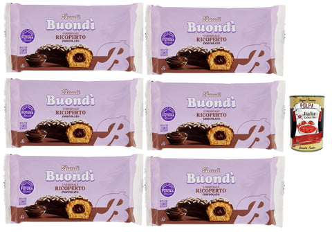 Bauli Buondì Ricoperto al Cioccolato, Kuchen Süßer Snack Backwaren mit Schokoladenfüllung 6x276g Original italienisch Gebäck