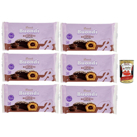 Bauli Buondì Ricoperto al Cioccolato, Kuchen Süßer Snack Backwaren mit Schokoladenfüllung 6x276g Original italienisch Gebäck