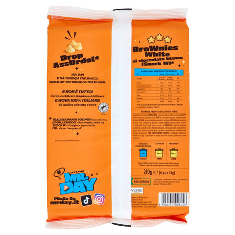 Mr.Day Brownies White Kuchen & Torten 14x Mr.Day Brownies White al Cioccolato Bianco, weiße Schokoladenbrownies, breakfast sweet cake 210g 8000350008956