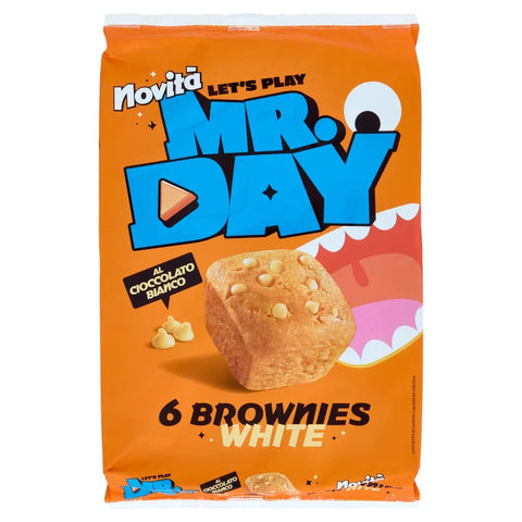 Mr.Day Brownies White Kuchen & Torten 14x Mr.Day Brownies White al Cioccolato Bianco, weiße Schokoladenbrownies, breakfast sweet cake 210g 8000350008956