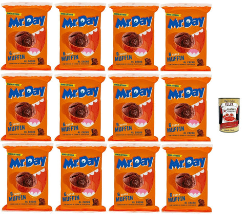 MR. DAY Mr.Day Super Kakao Muffin mit Schokoladenfüllung, laktosefreier und palmölfreier Snack 12x300g Original italienisch Gebäck