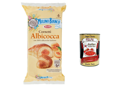 Mulino Bianco Cornetti Croissants Aprikosen Snack Brioche ohne Zusatzstoffe und Konservierungsstoffe 6 Stück 300 g italienisch Original