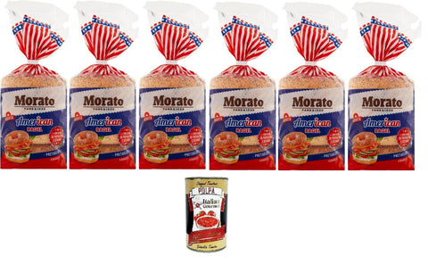 Mulino Bianco Morato America Bagel Brot mit Mohn und Sesam 6x 300 gr Abgepackte Gebäckstücke italienisch Original
