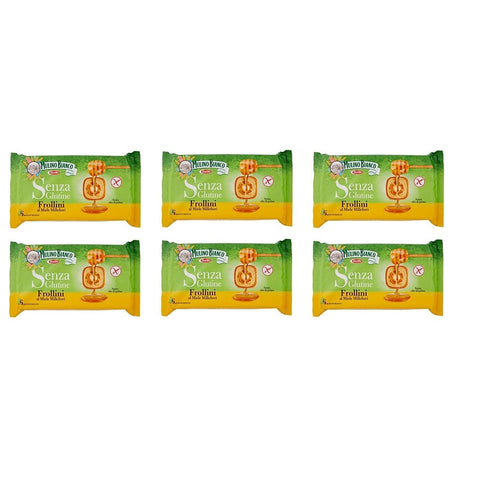 Mulino Bianco Abgepackte Gebäckstücke Mulino Bianco Frollini al miele Millefiori 6 x 250g = 1500g Süße Backware Kese mit Blütenhonig Original italienisch 8076809570442