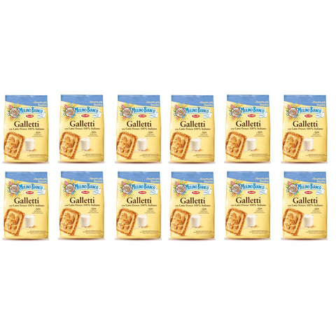 Barilla Mulino Bianco Galletti Shortbread Kekse mit frischer italienischer Milch 12x800g Original italienisch