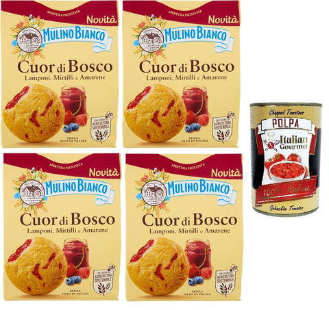 Mulino Bianco Brot & Backwaren Mulino Bianco Biscotti Cuor di Bosco Kekse von Cuor di Bosco 4x300gr + Italian Gourmet polpa 400g 8076809585576