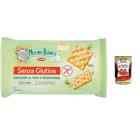 Mulino Bianco Glutenfreie Cracker crackers mit Reis und Rosmarin Ballaststoffquelle frei von Palmöl 200-g-Packung mit 6 praktischen Einzelportionen 12x