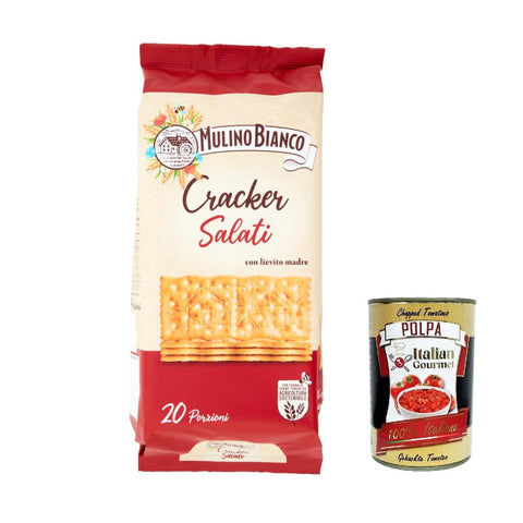 Mulino Bianco Crackers Mulino Bianco Barilla Crackers Cracker salati Salzgebäck gesalzen 500g, herzhafter Snack kekse aus Italien 3x Original italienisch inkl. Italian Gourmet Polpa 400g 8032804040014