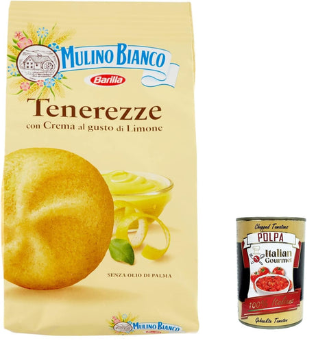 Mulino Bianco Tenerezze al limone Biscuits Shortbread Kekse cookies mit Zitronencreme, geschmacksintensives Frühstück – 200 gr italienisch Original