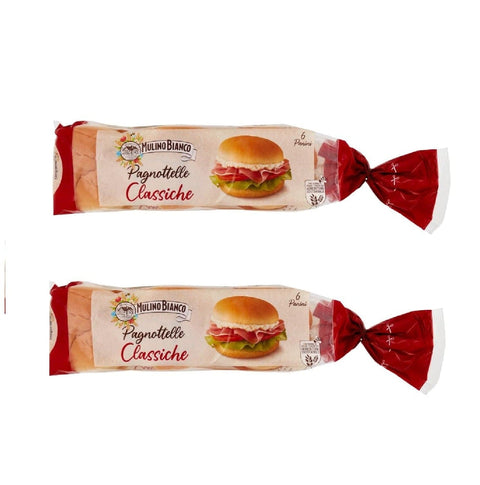Mulino Bianco Kekse 2x MHD 08/10/2025 Mulino Bianco Brot Pane Pagnottelle Classiche, Jede packung 6 Panini, 360g 8076809519359