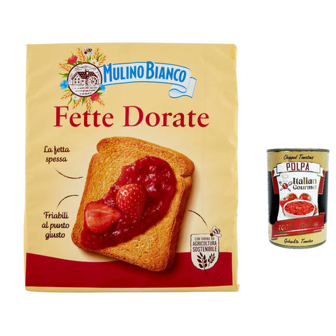 Mulino Bianco Fette biscottate Le Dorate Zwieback Kekse 315 g 3x italienisch Original + kostenlos polpa 400 g