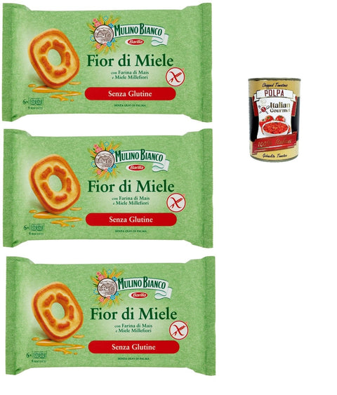 Mulino Bianco Fiori di miele senza glutine Shortbread kekse mit Millefiori Honig glutenfrei gluten free 250 g 3x italienisch Original + gratis polpa 400 g