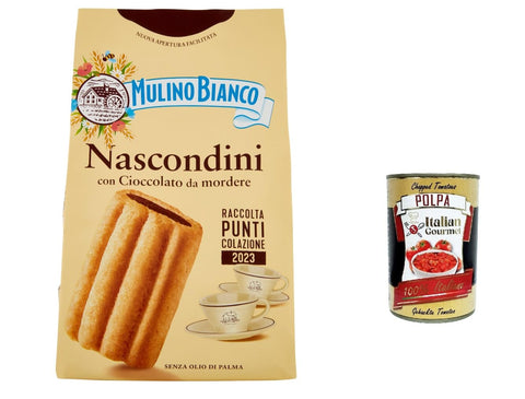 Mulino Bianco Nascondini Shortbread Kekse mit Schokolade zum Anbeißen biscuits cookies, 330 g italienisch Original