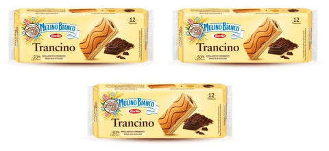 Mulino Bianco Trancino Biskuit Kuchen Snack mit fettarmer Kakaocreme 3x396g Original italienisch Kekse